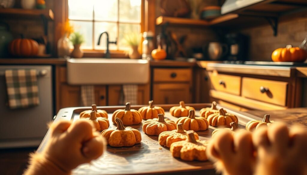 pumpkin dog biscuits baking process