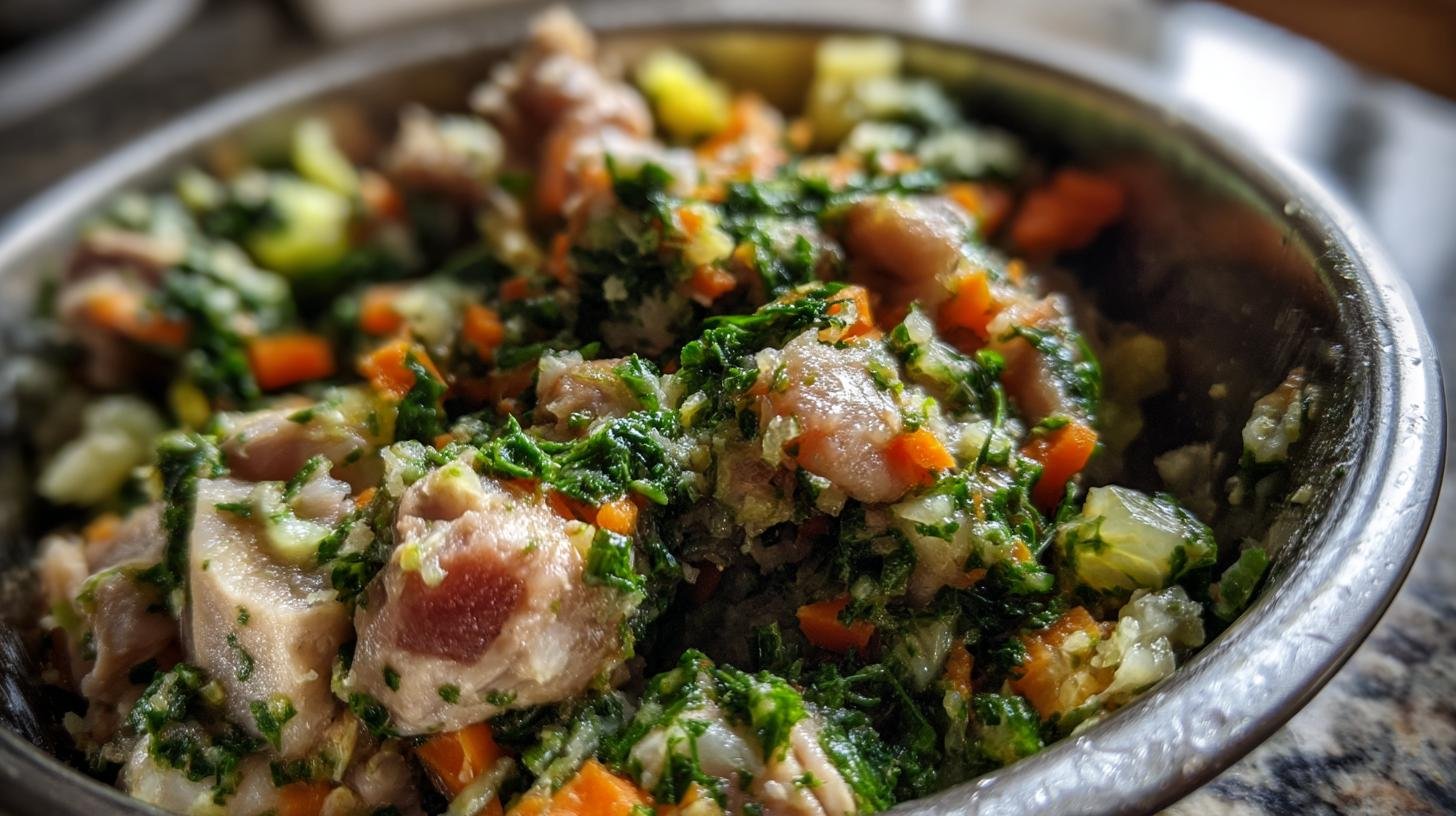 homemade raw dog food with chicken