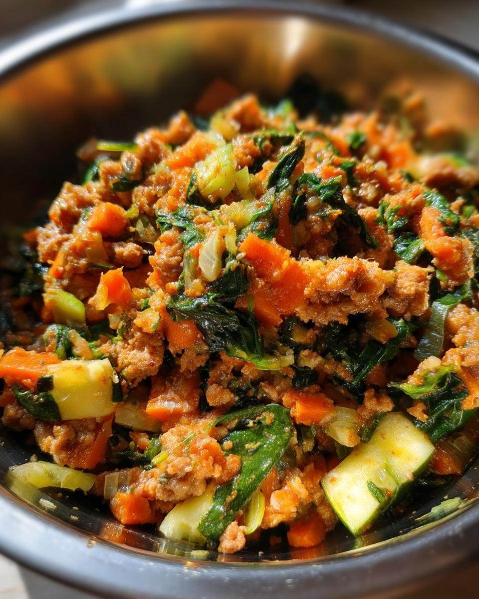 raw dog food with vegetables - detail 1